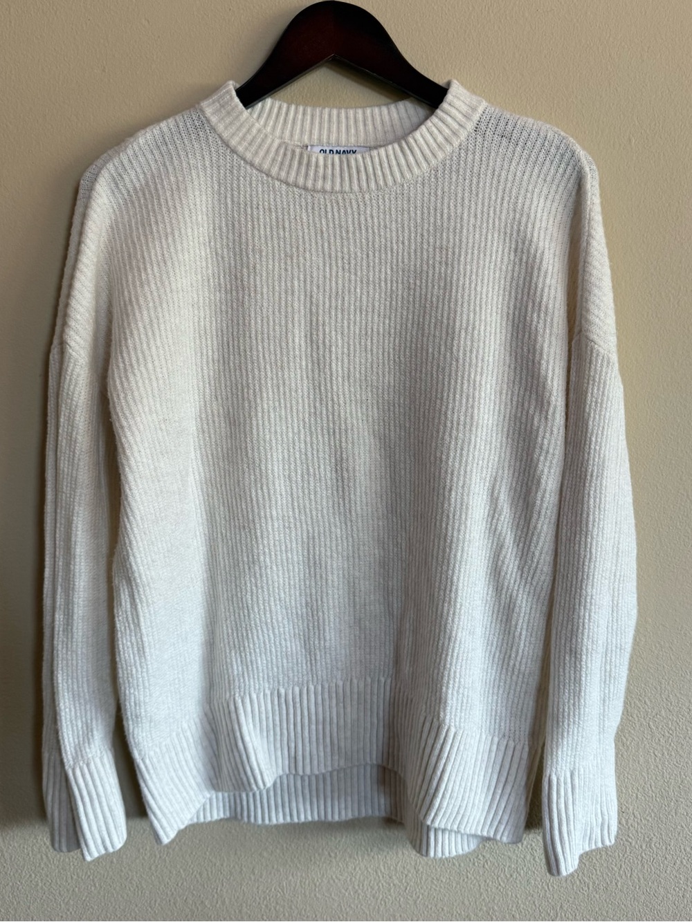 Old Navy Cozy Cream Ribbed Crewneck Sweater